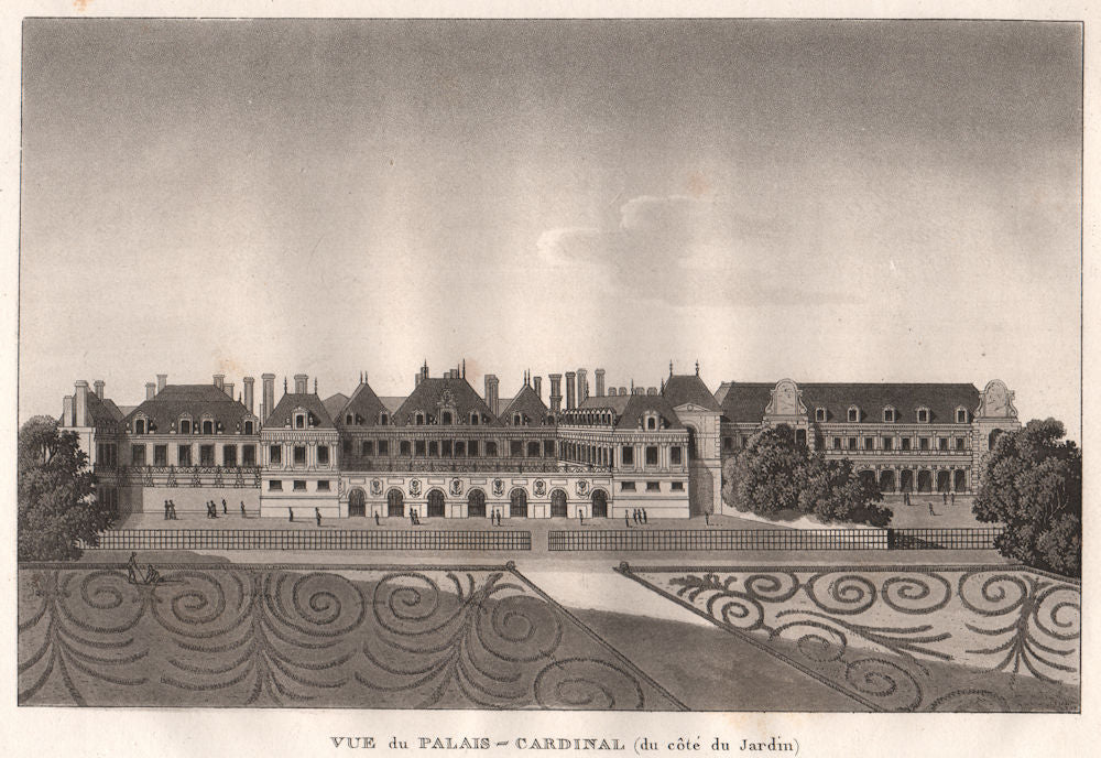 PARIS. Palais-Cardinal, du côté du Jardin. (Palais-Royal). Aquatint 1808 print